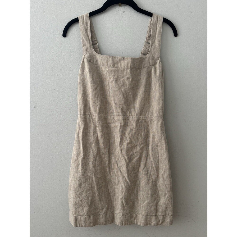 Abercrombie Linen Cotton Mini Dress Small Square Neck Pockets Coastal Boho Chic